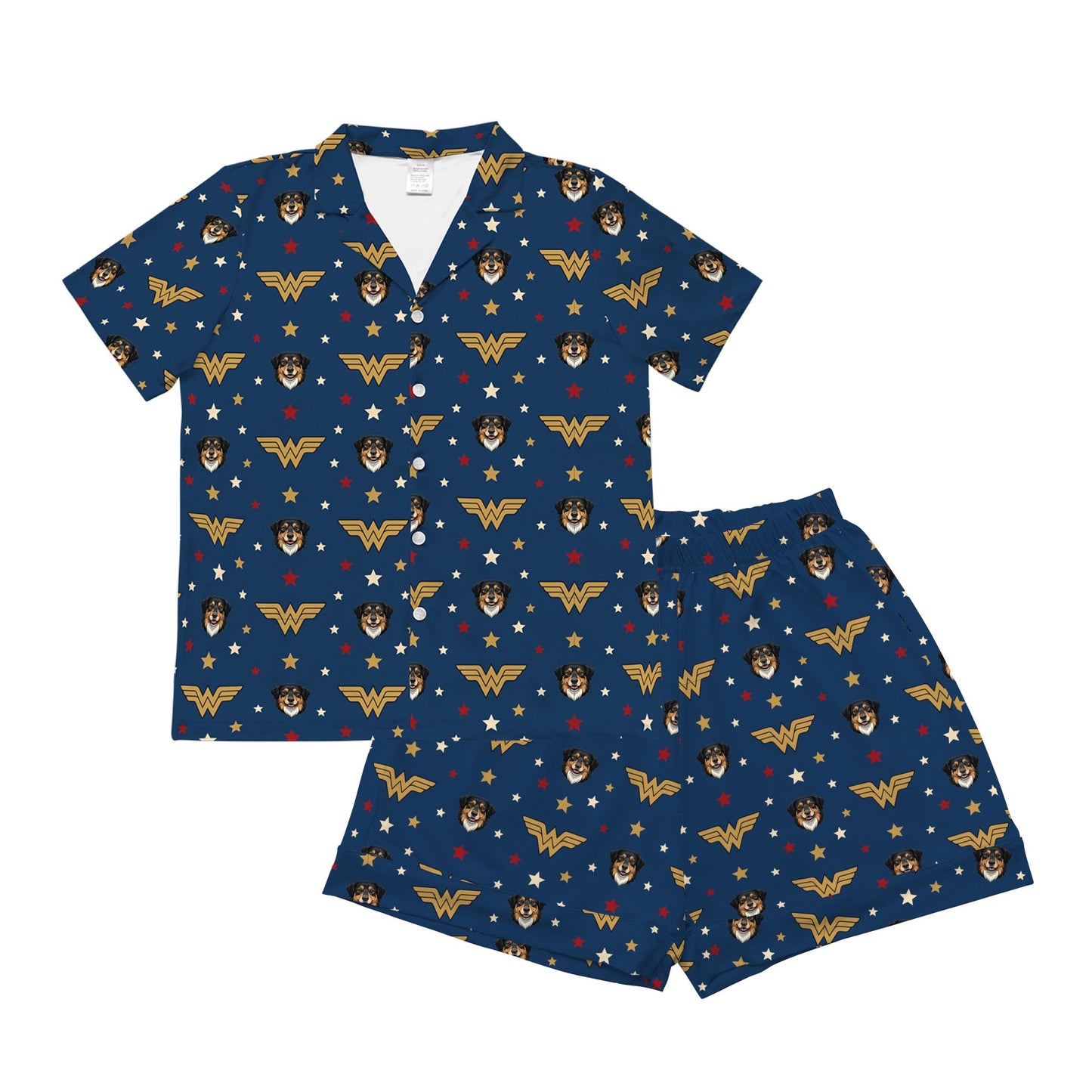 Wonder Woman Button Down Pajamas with Your Pet's Face