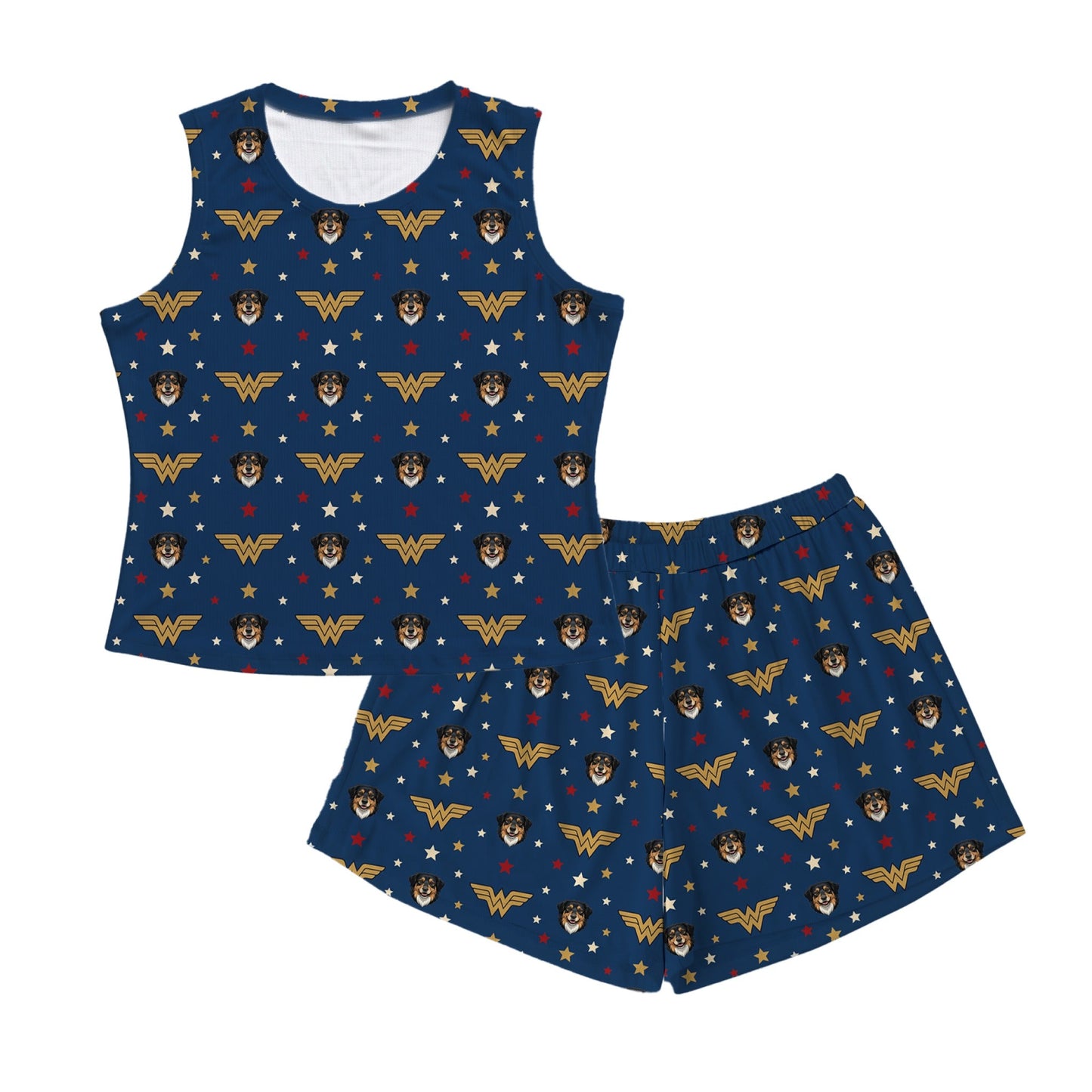 Wonder Woman Tank Top Pajama Set with Your Pet’s Face