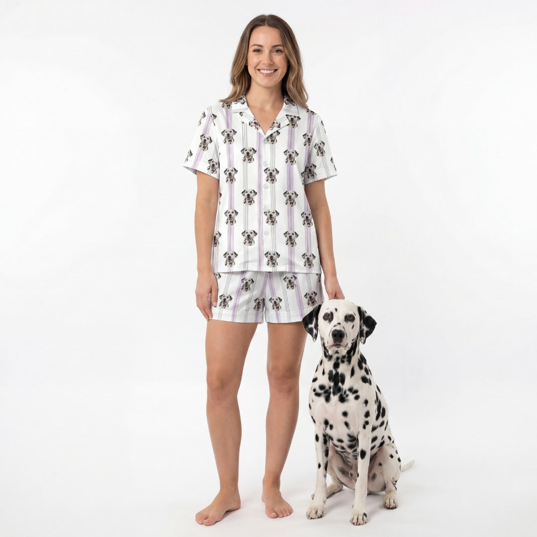 Short Button-Down Pajama Set | Pet Face Pajamas