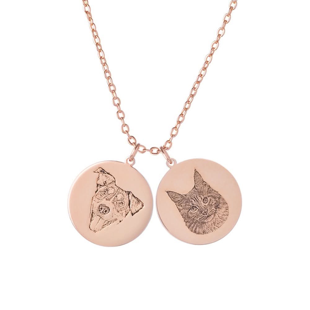 Customized Engraved Necklace - 2 Pendants