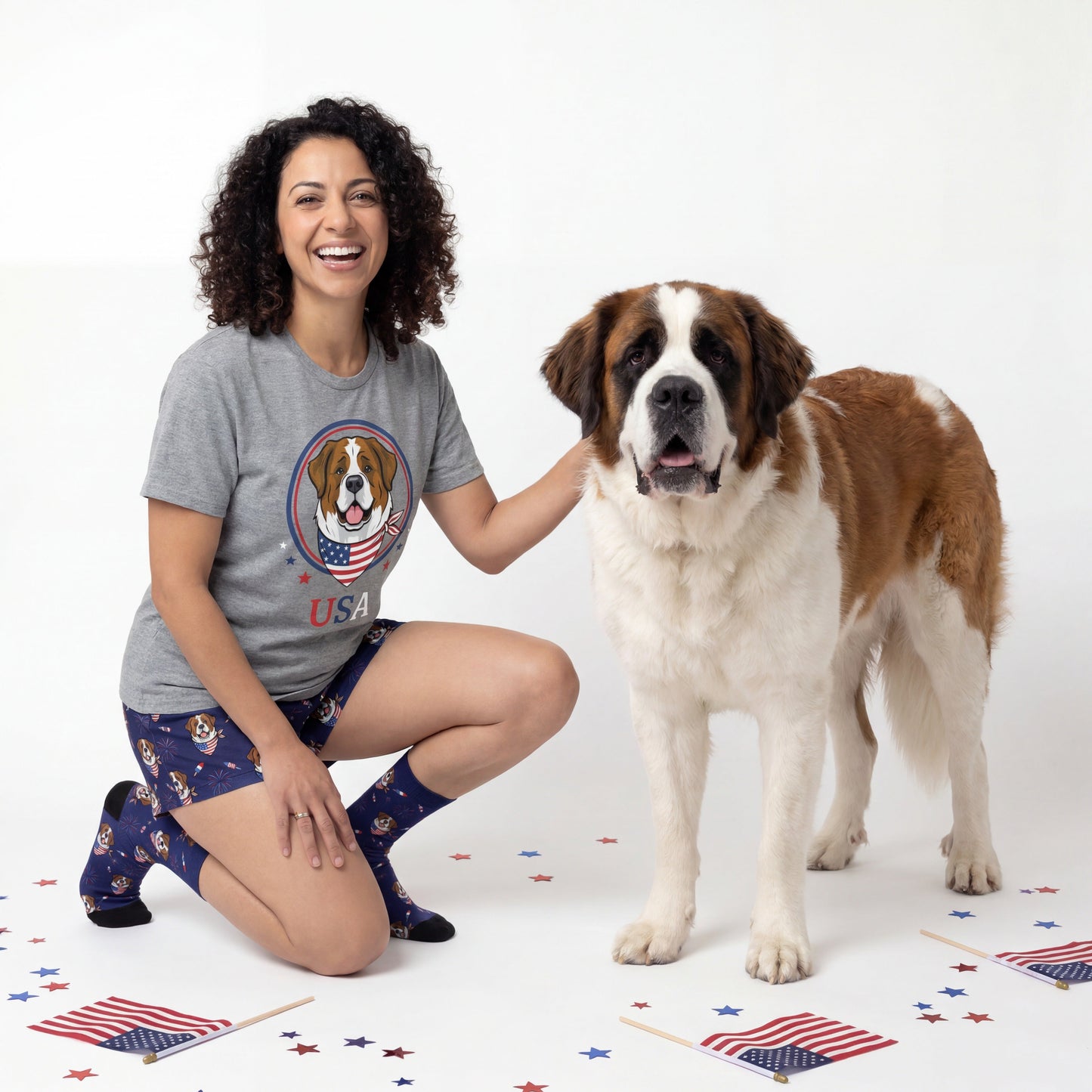 Women’s Custom 4th of July Shorts with Your Pet’s Face