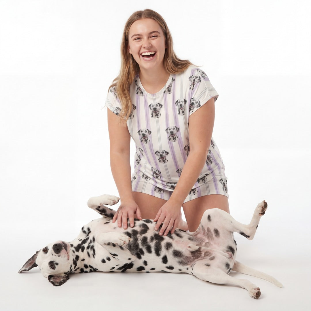 Fitted T-Shirt Pajama Set | Pet Face Pajamas