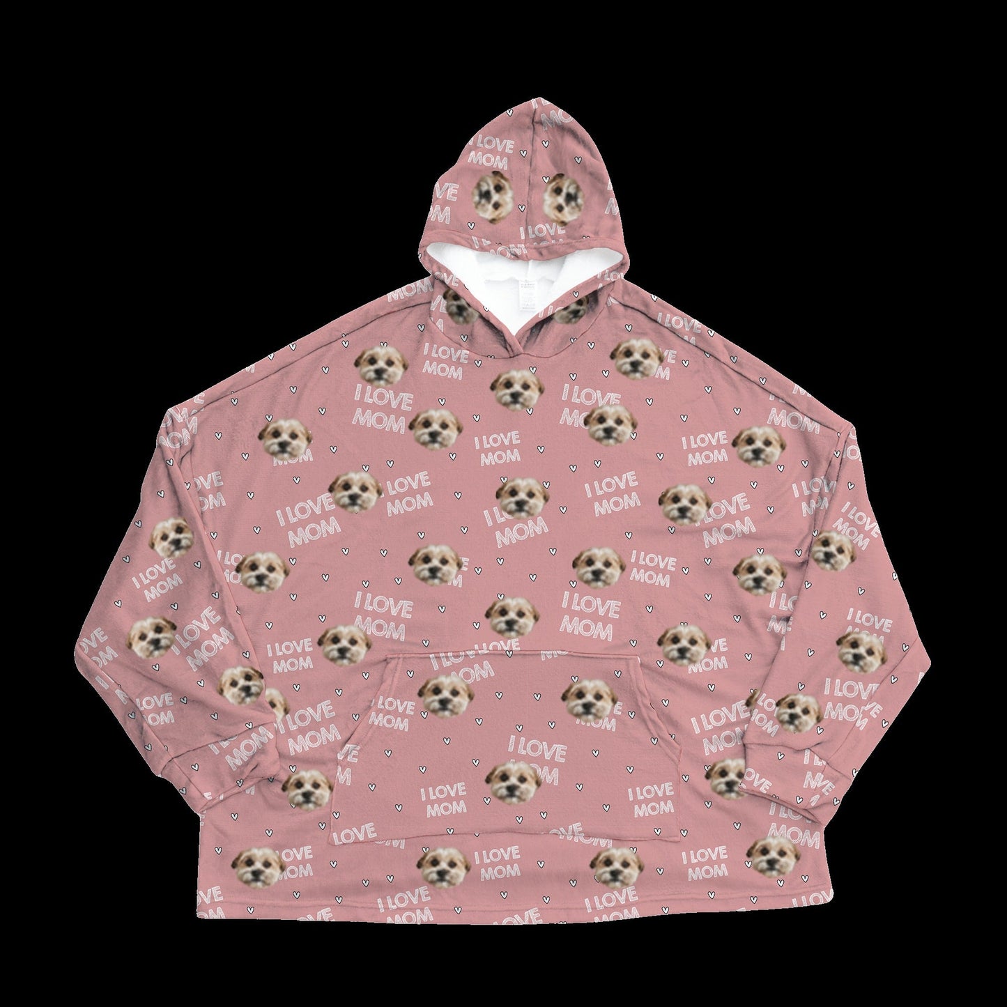 Adult Custom Pet Face Fleece Blanket Hoodie