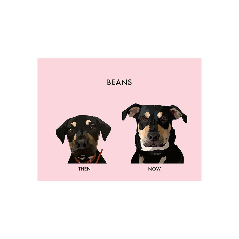 Custom Then vs Now Pet Portrait