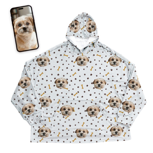 Adult Custom Pet Face Fleece Blanket Hoodie
