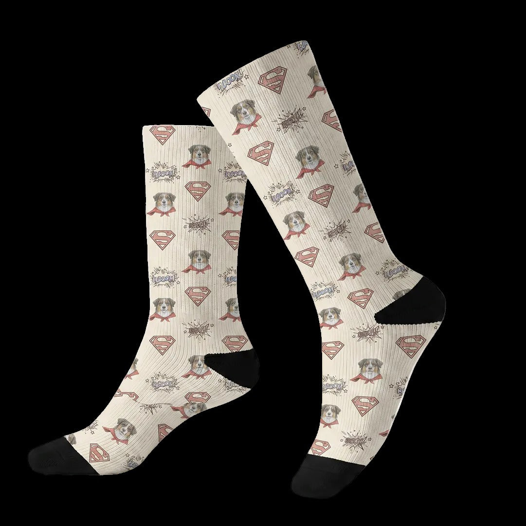 Superman Socks with Your Pet's Face