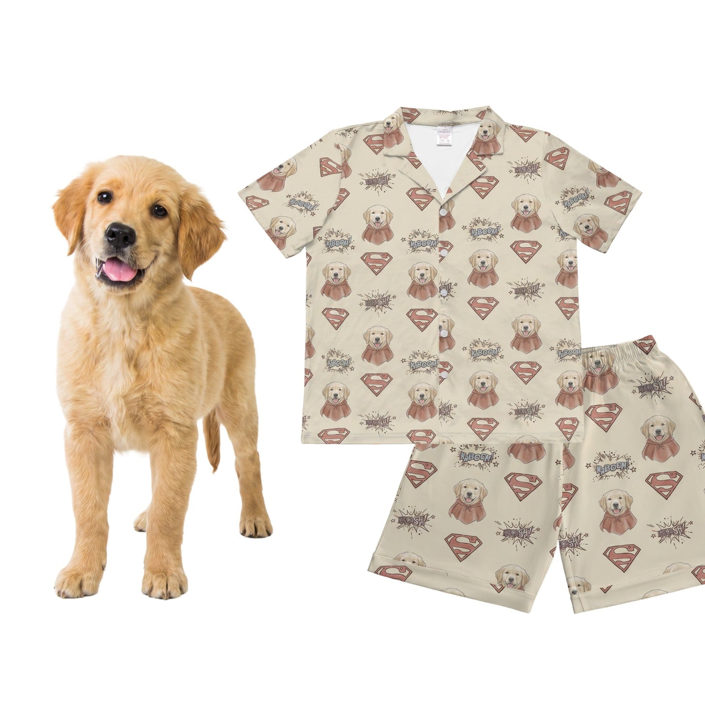 Men's Superman Pajamas with Your Pet's Face