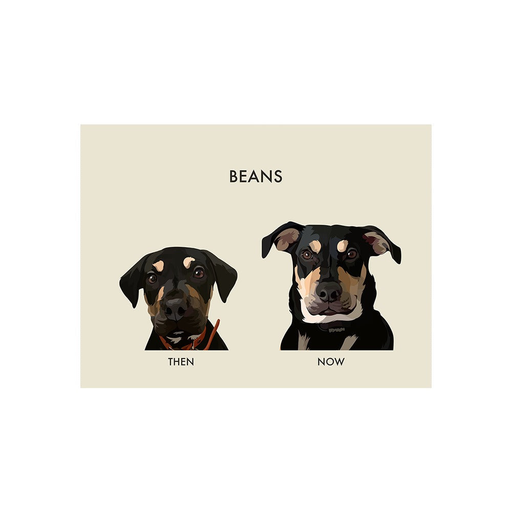 Custom Then vs Now Pet Portrait
