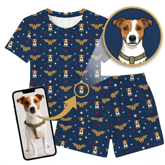 Wonder Woman Relaxed T-Shirt Set Pajamas with Your Pet’s Face