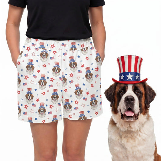 Women’s Custom 4th of July Shorts with Your Pet’s Face