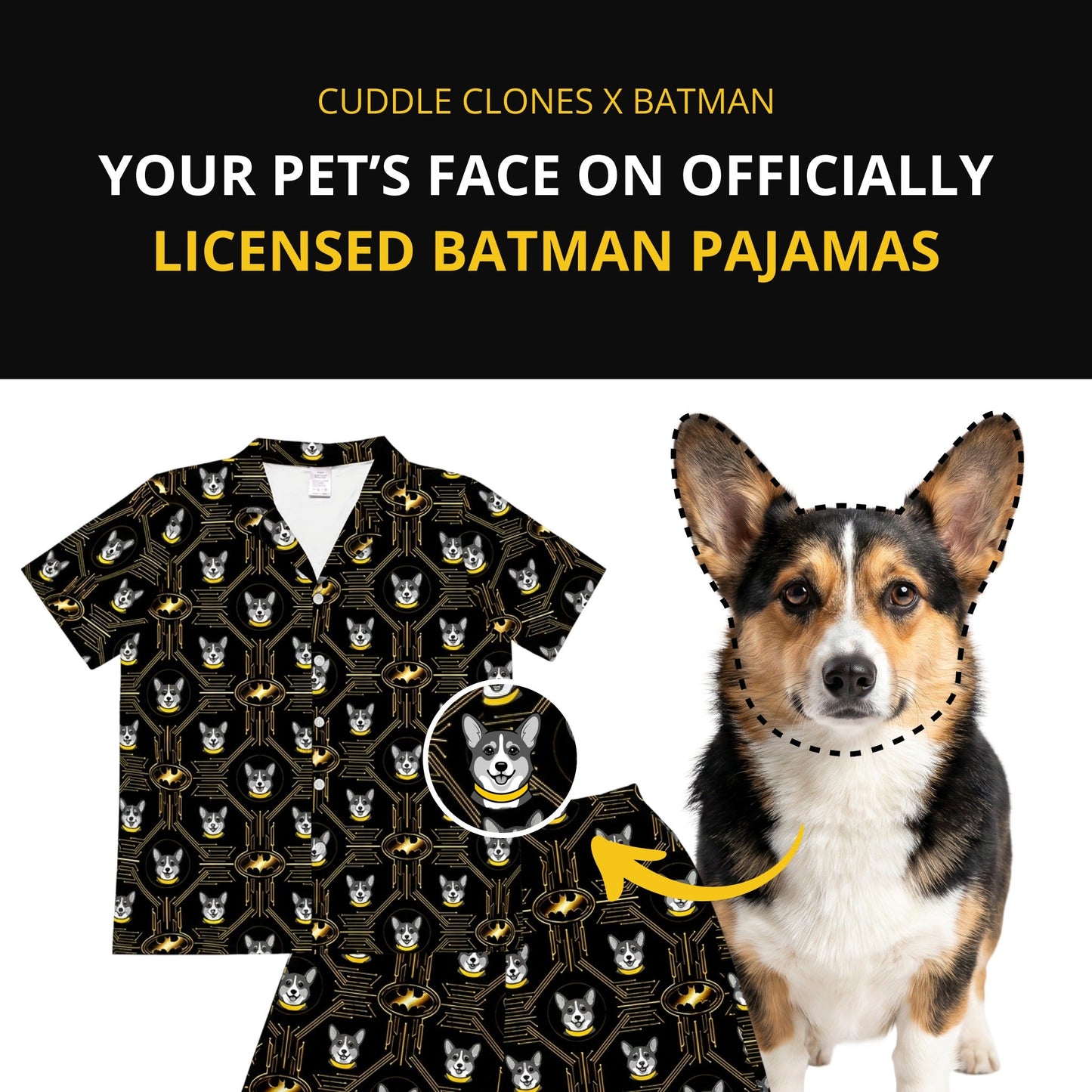 Men's Batman Pajamas with Your Pet's Face
