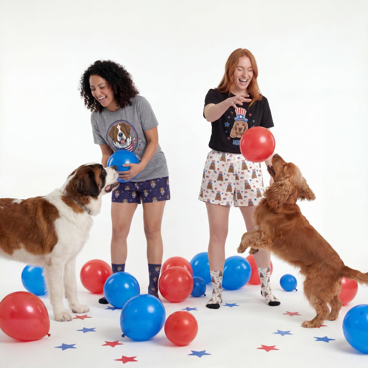 Women’s Custom 4th of July Shorts with Your Pet’s Face