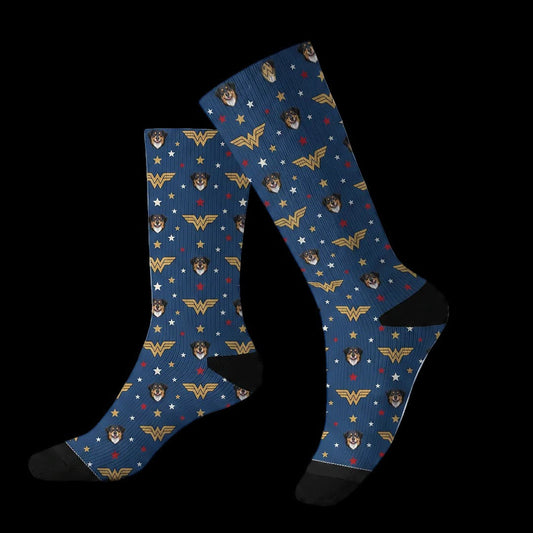 Wonder Woman Socks with Your Pet's Face