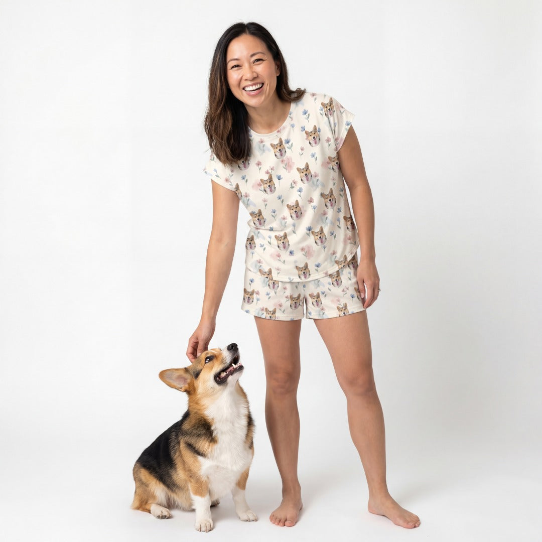 Fitted T-Shirt Pajama Set | Pet Face Pajamas