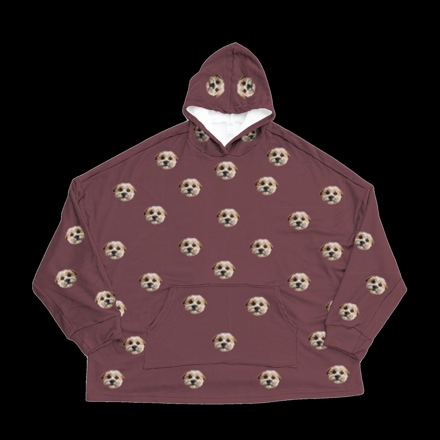 Adult Custom Pet Face Fleece Blanket Hoodie
