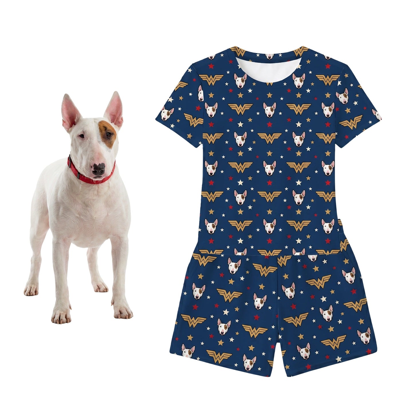 Wonder Woman Relaxed T-Shirt Set Pajamas with Your Pet’s Face