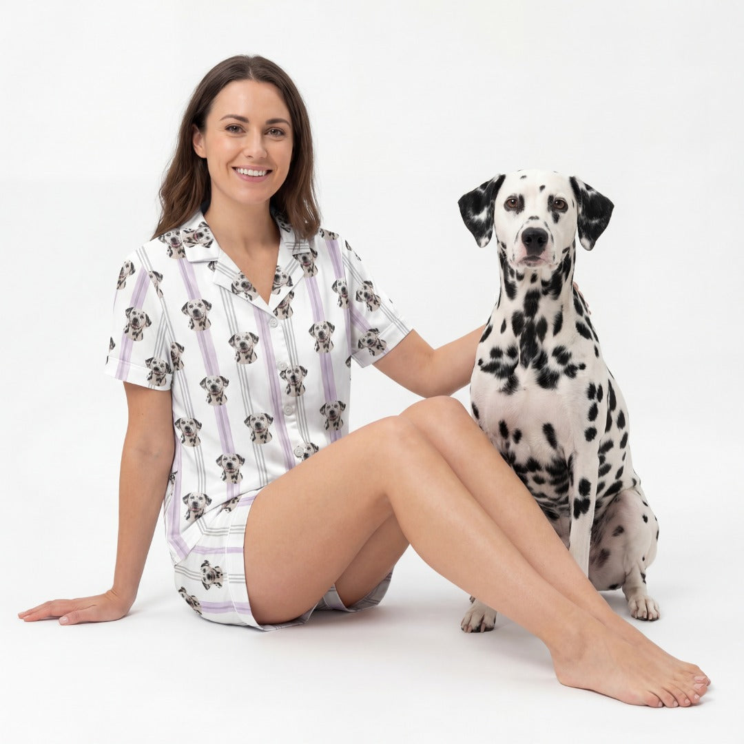 Short Button-Down Pajama Set | Pet Face Pajamas