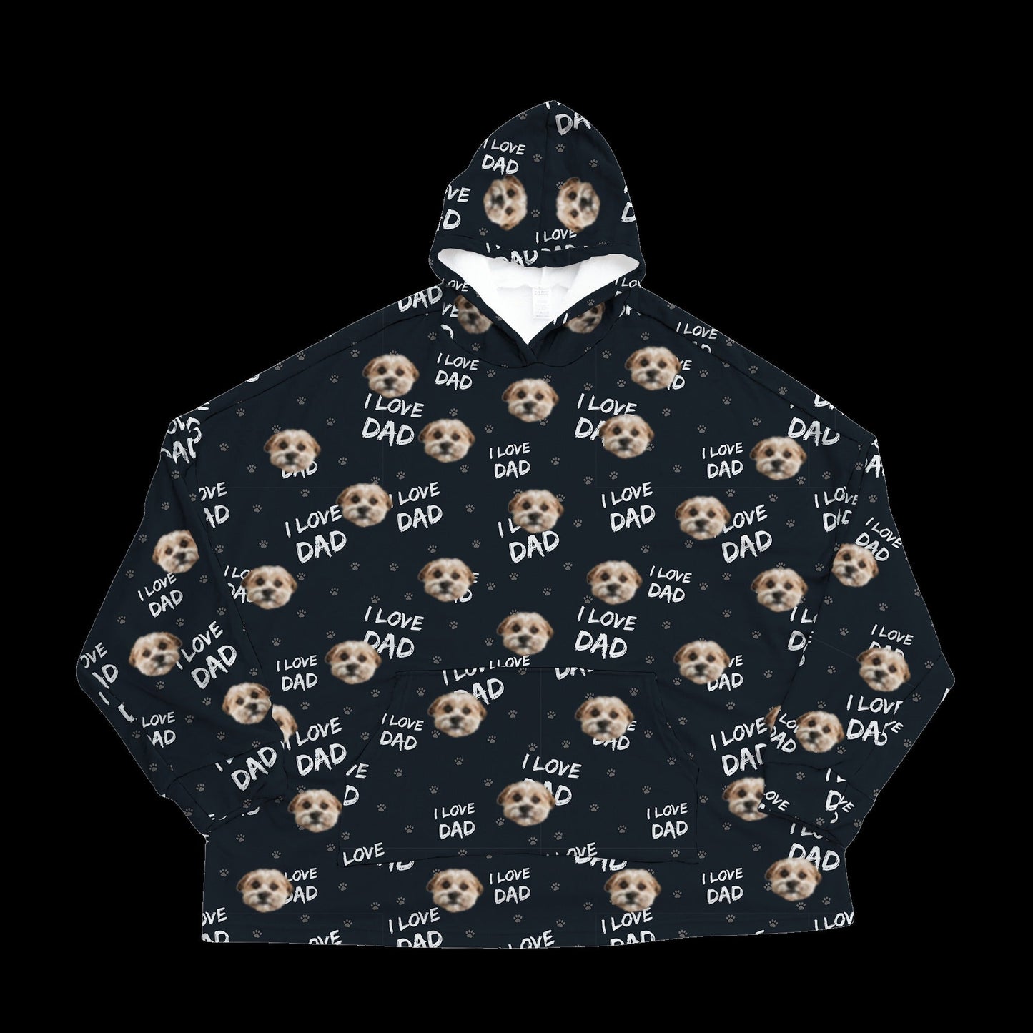 Adult Custom Pet Face Fleece Blanket Hoodie