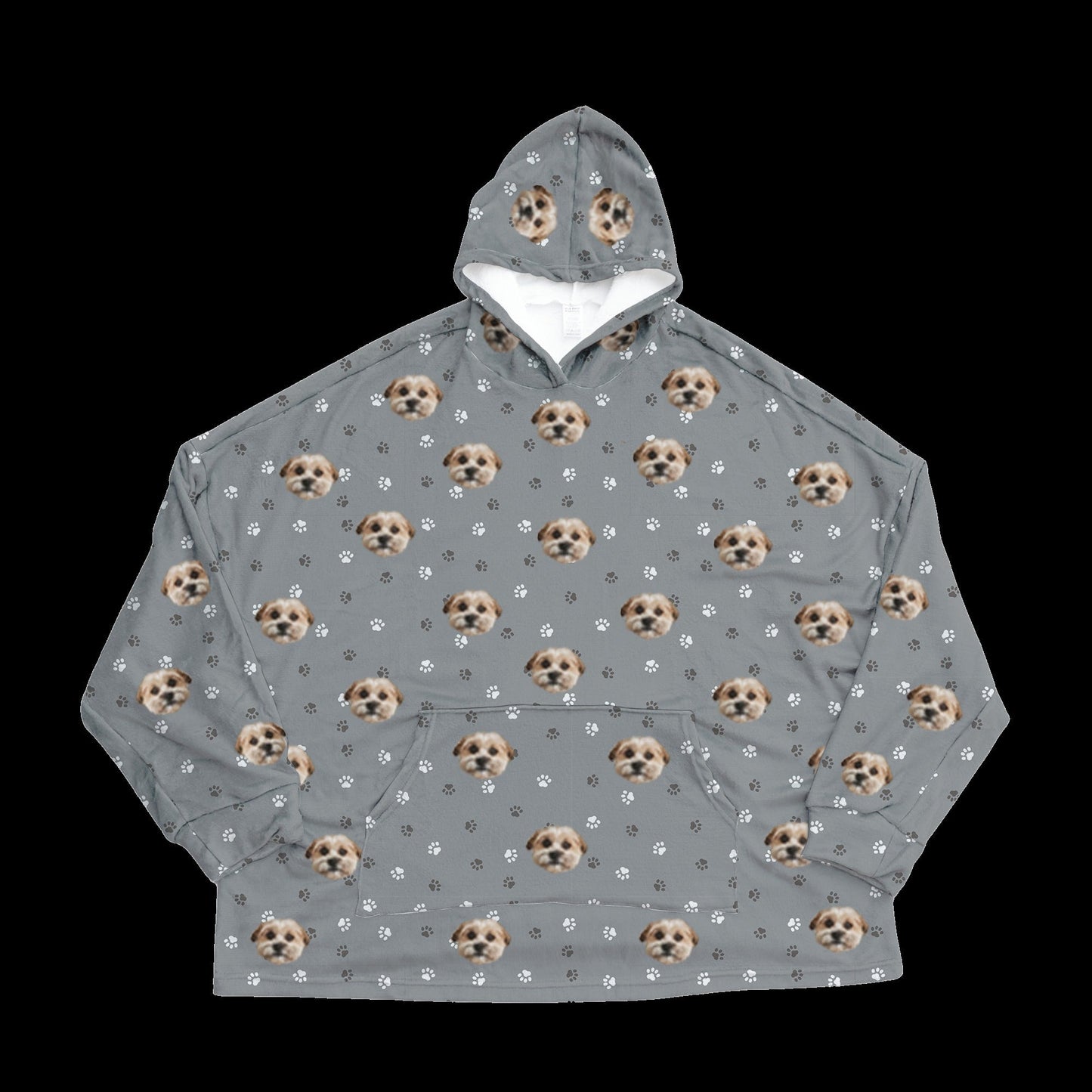Adult Custom Pet Face Fleece Blanket Hoodie