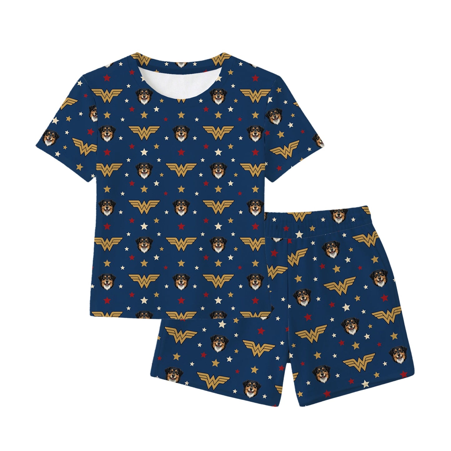 Wonder Woman Relaxed T-Shirt Set Pajamas with Your Pet’s Face