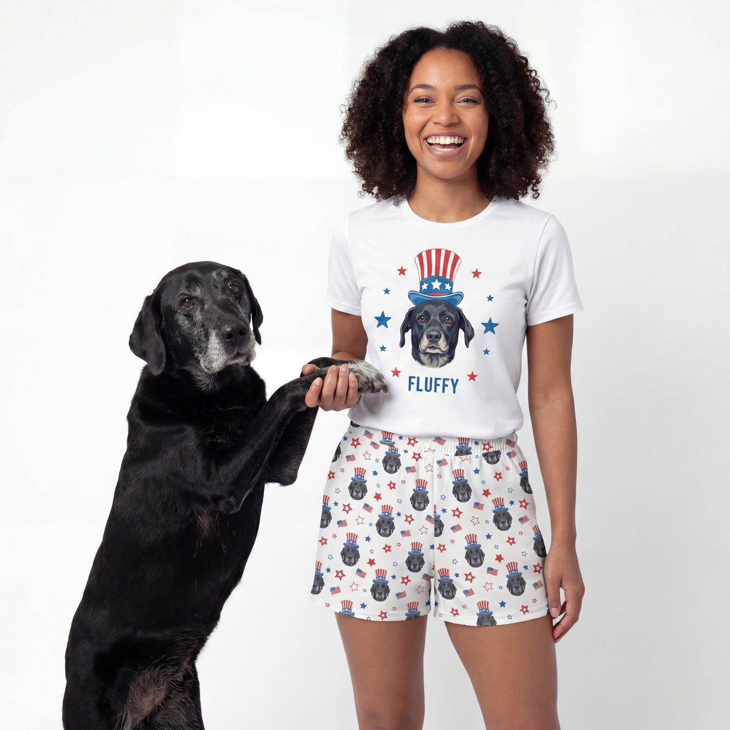 Women’s Custom 4th of July Shorts with Your Pet’s Face