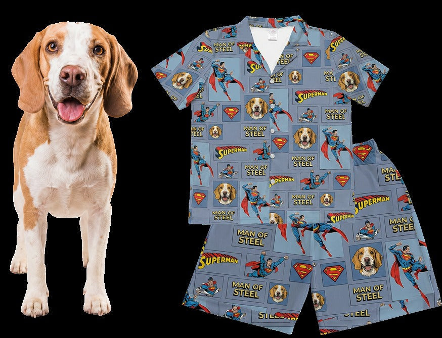 Men's Superman Pajamas with Your Pet's Face