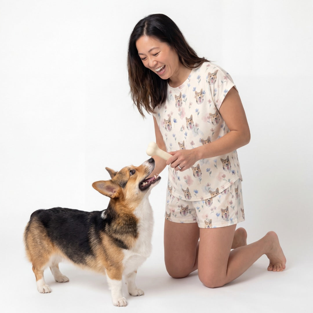 Fitted T-Shirt Pajama Set | Pet Face Pajamas