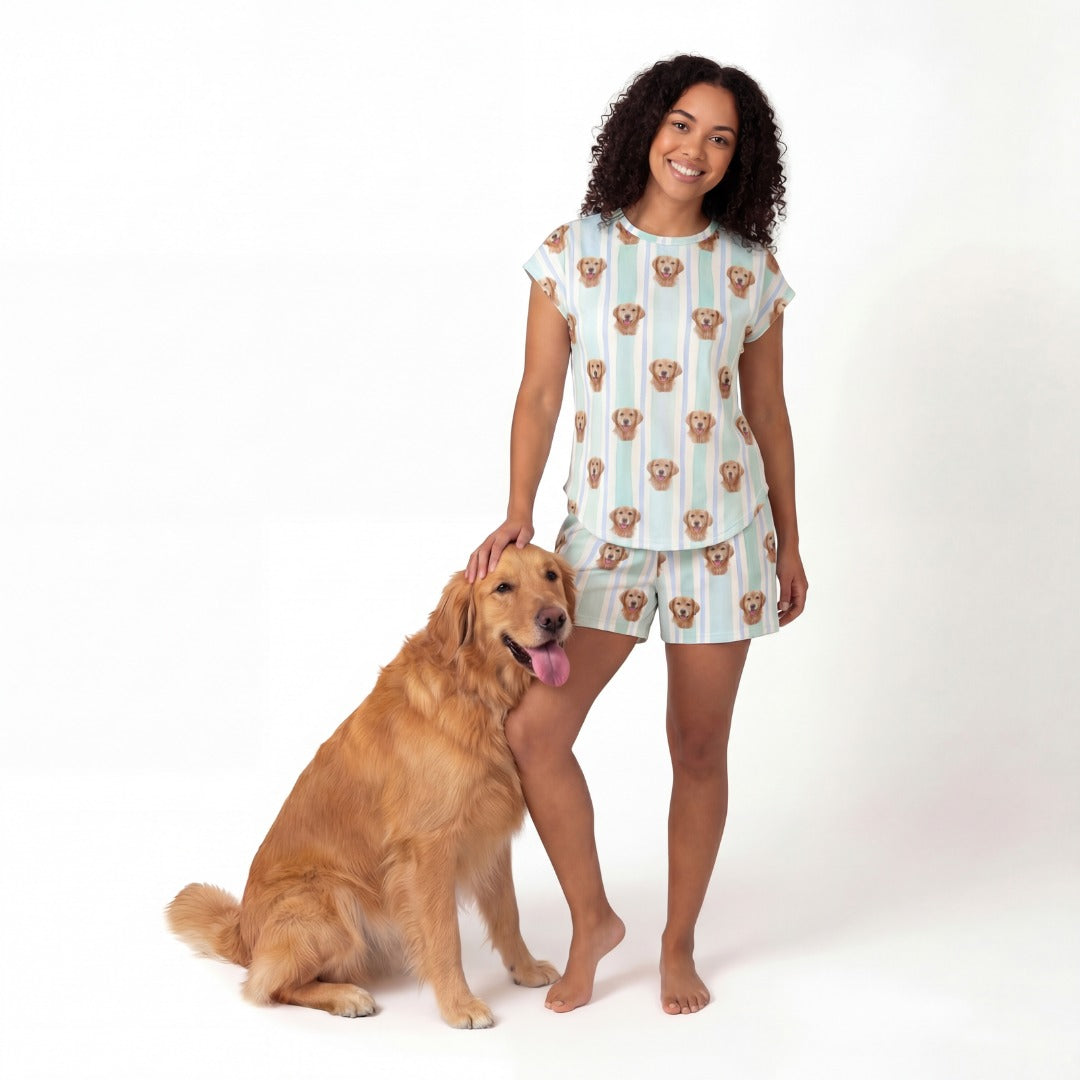 Fitted T-Shirt Pajama Set | Pet Face Pajamas