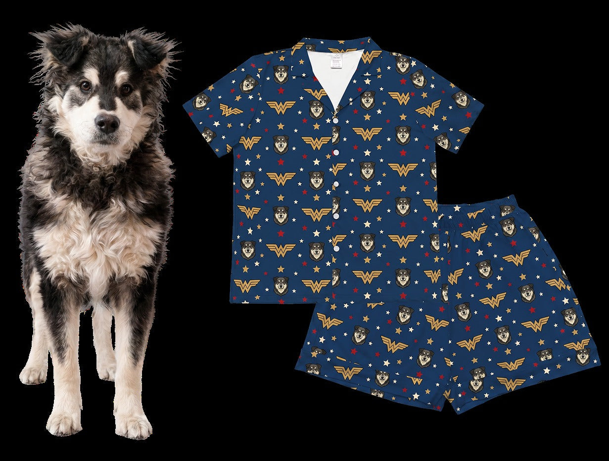 Kids Wonder Woman Pajamas with Your Pet's Face