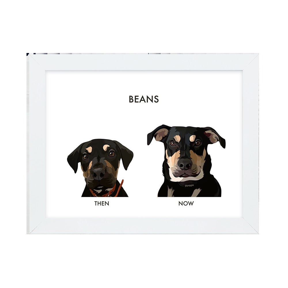 Custom Then vs Now Pet Portrait