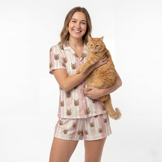 Short Button-Down Pajama Set | Pet Face Pajamas