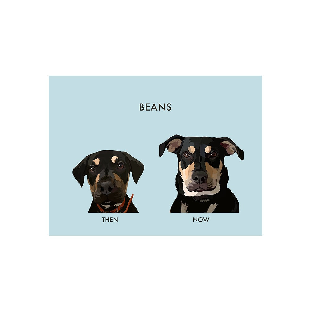 Custom Then vs Now Pet Portrait