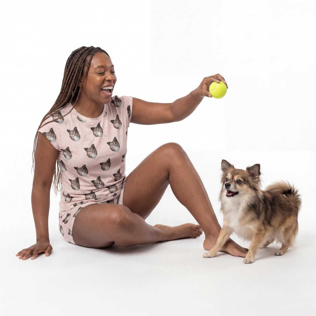 Fitted T-Shirt Pajama Set | Pet Face Pajamas