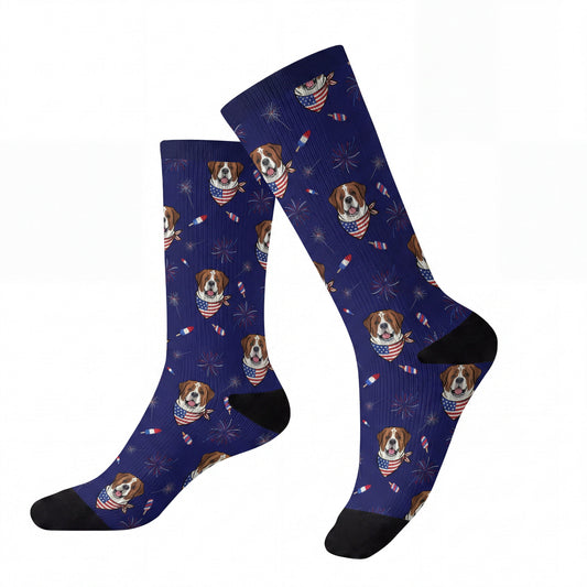 Custom 4th of July Socks with Your Pet’s Face