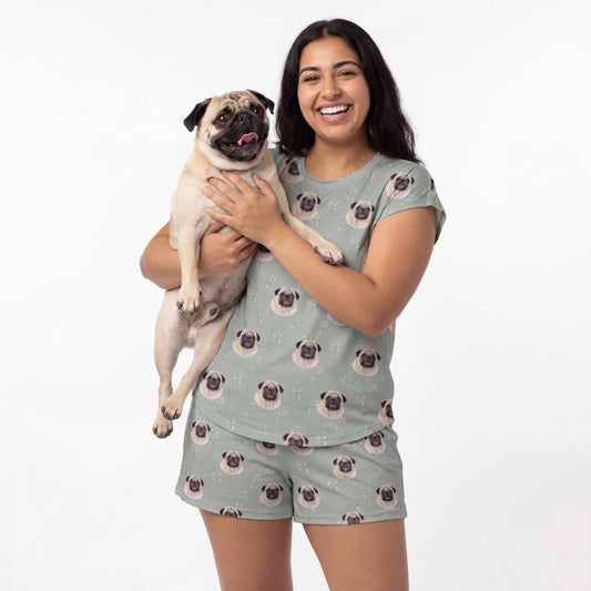 Fitted T-Shirt Pajama Set | Pet Face Pajamas