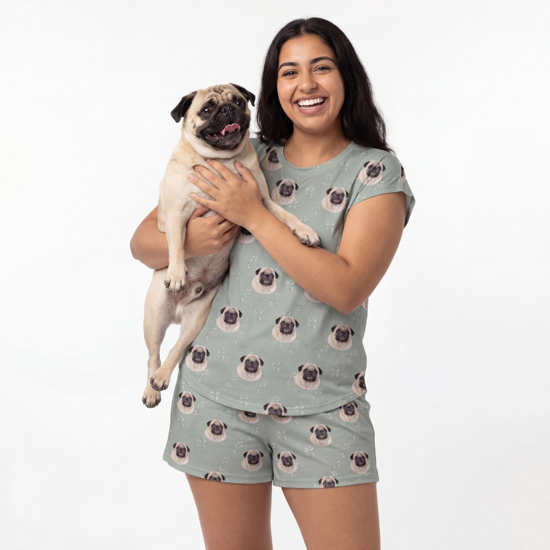 Fitted T-Shirt Pajama Set | Pet Face Pajamas