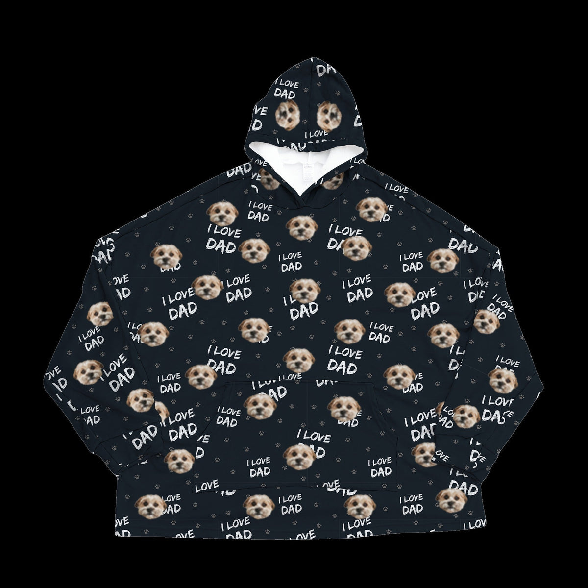 Adult Custom Pet Face Fleece Blanket Hoodie