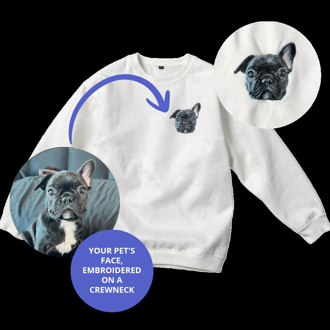 Custom Embroidered Crewneck With Your Pet's Face