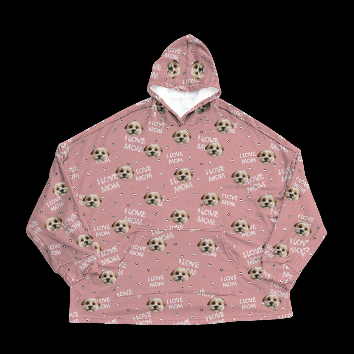 Adult Custom Pet Face Fleece Blanket Hoodie