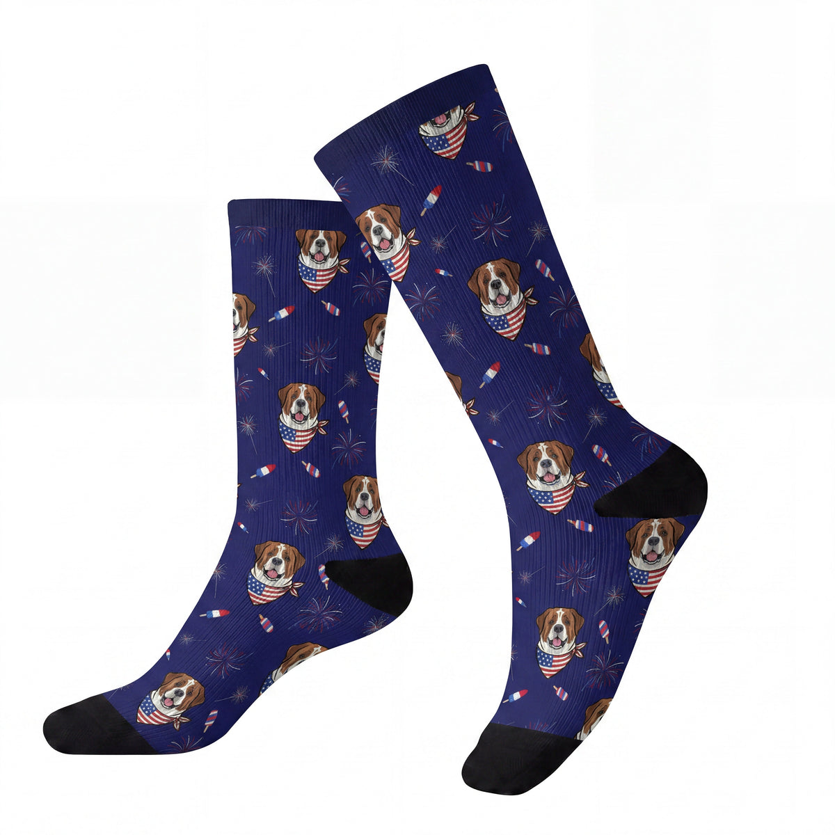 Customized 4th of July Socks with Your Pet’s Face
