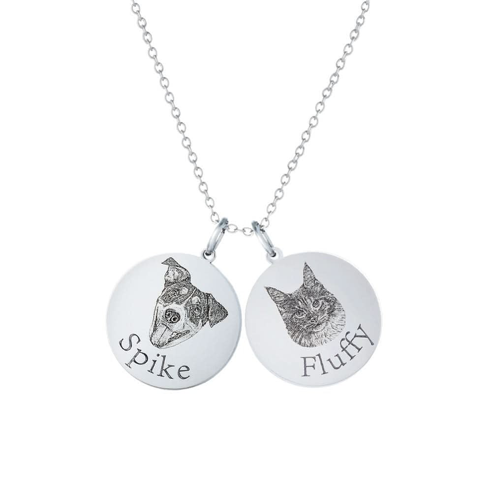 Custom Engraved Pet Portrait Necklace