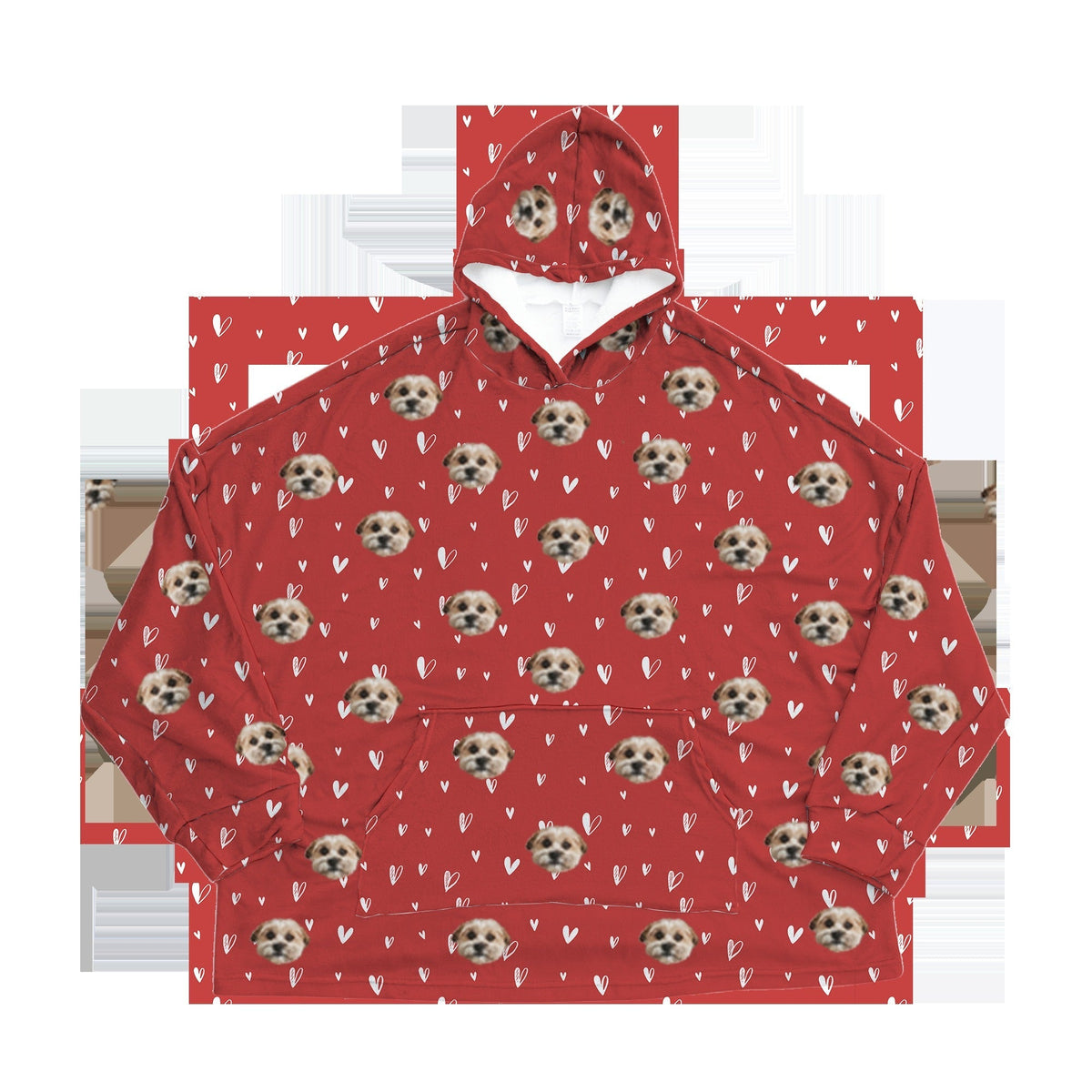 Adult Custom Pet Face Fleece Blanket Hoodie