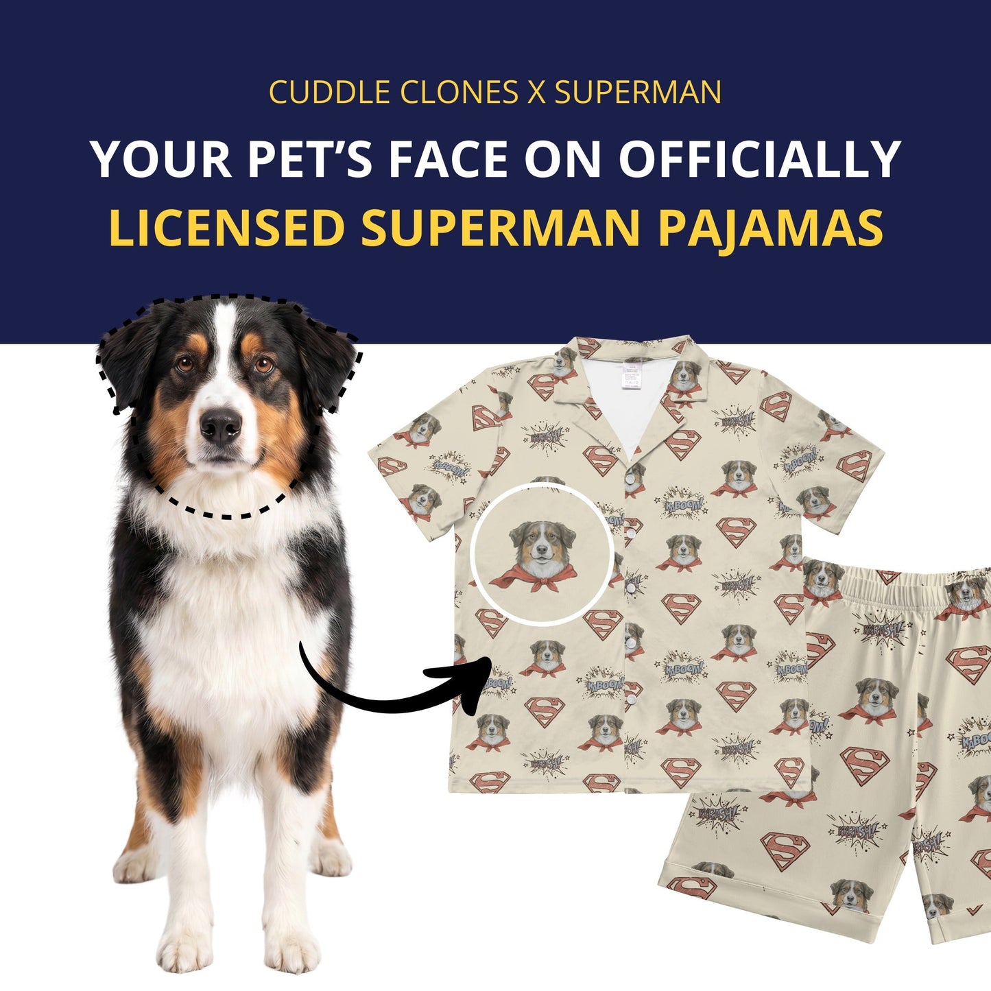 Men's Superman Pajamas with Your Pet's Face