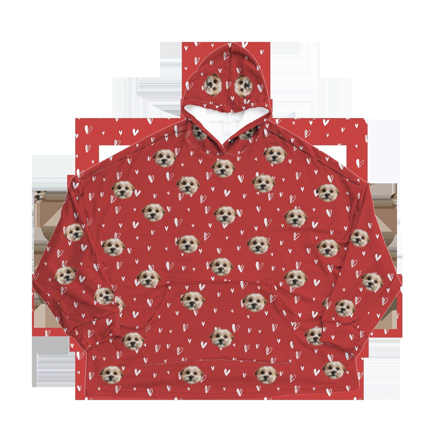 Adult Custom Pet Face Fleece Blanket Hoodie