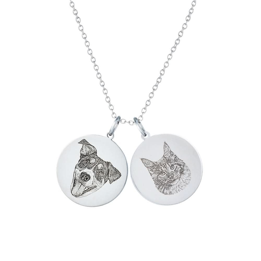Custom Engraved Pet Portrait Necklace