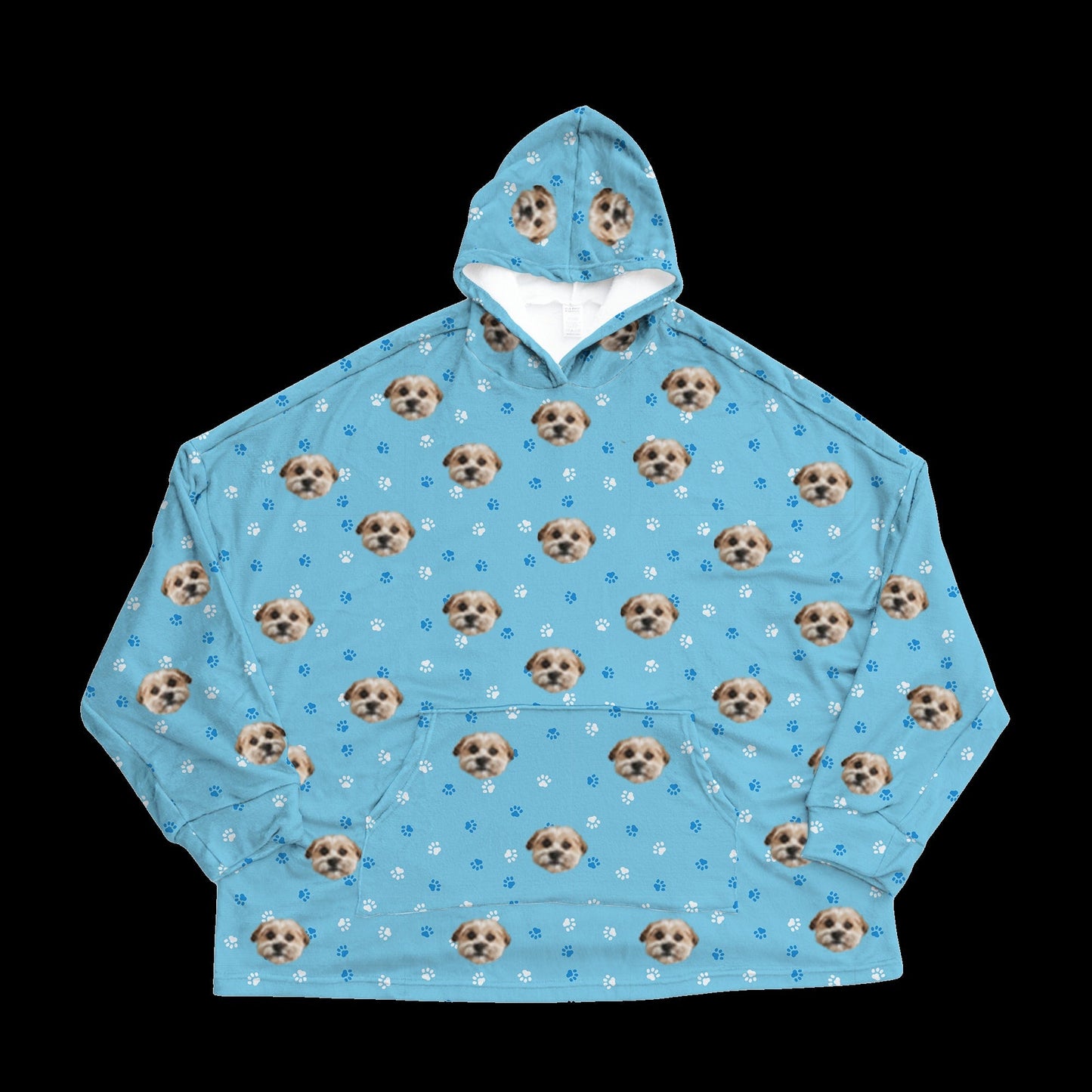 Adult Custom Pet Face Fleece Blanket Hoodie