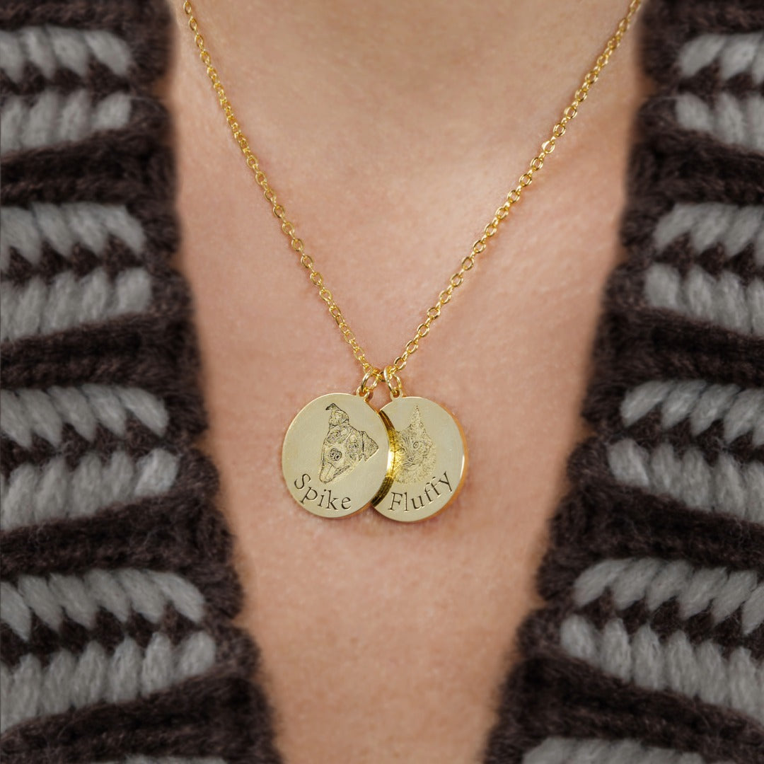 Custom Engraved Pet Portrait Necklace