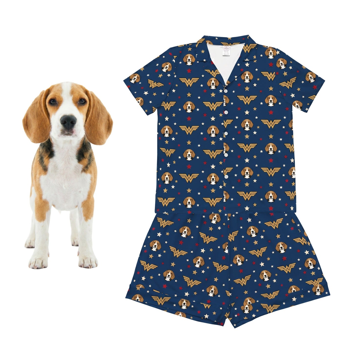 Wonder Woman Button Down Pajamas with Your Pet's Face