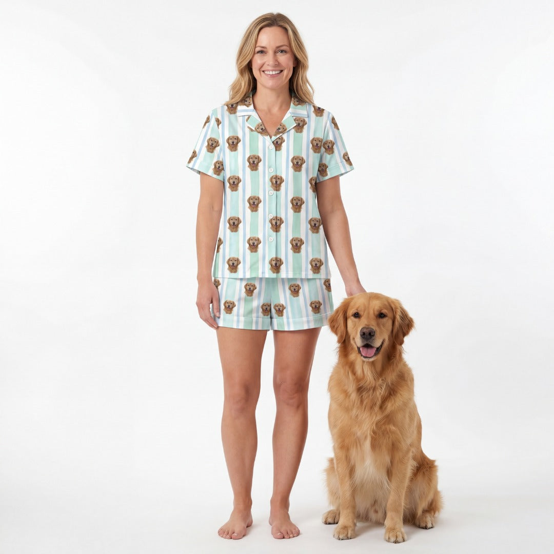 Short Button-Down Pajama Set | Pet Face Pajamas