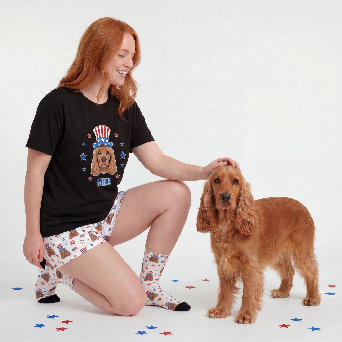 Women’s Custom 4th of July Shorts with Your Pet’s Face